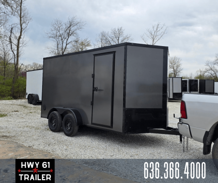 New 2025 Steel Pines 7x14 ta Cargo/Enclosed Trailer, 7' interior height, 35k axles, Charcoal/blackout [.080 polycore]