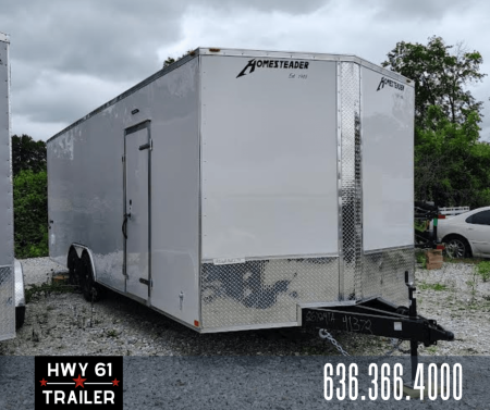 New 2026 Homesteader Trailer 8.5x24 TA Cargo/Enclosed Trailer, 7' Interior Height, Heavy Duty Intrepid Series, 52K Axles, White, .080 Polycore Exterior