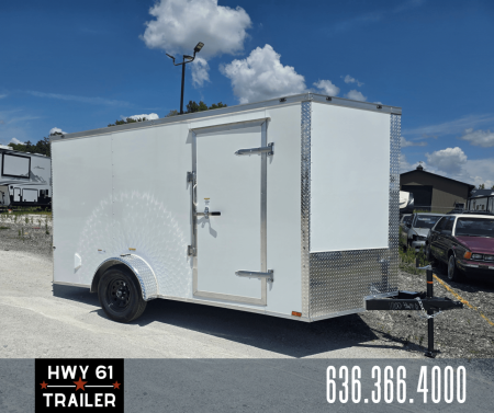 New 2025 Cynergy2 7x12 SA Cargo/Enclosed Trailer, 6'3  Interior Height, 35K Axle, White, .080 Polycore Exterior
