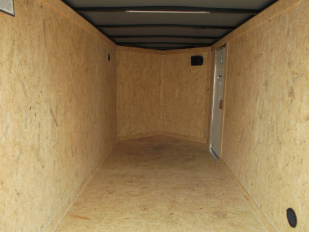 New 2026 Covered Wagon Trailers 5x10 Single Axle Cargo Trailer / Enclosed Cargo Trailer / Ramp / RV Side Door / Bed Lined Tongue and Frame / .030 Black Semi-Screwless Exterior