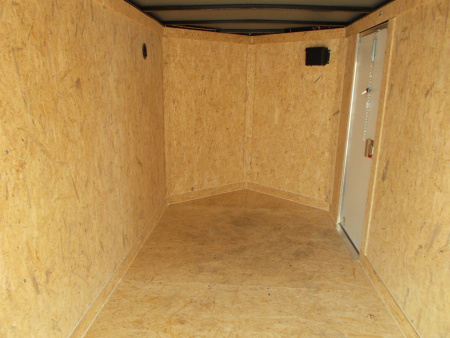 New 2026 Covered Wagon Trailers 5x10 Single Axle Cargo Trailer / Enclosed Cargo Trailer / Ramp / RV Side Door / Bed Lined Tongue and Frame / .030 Black Semi-Screwless Exterior
