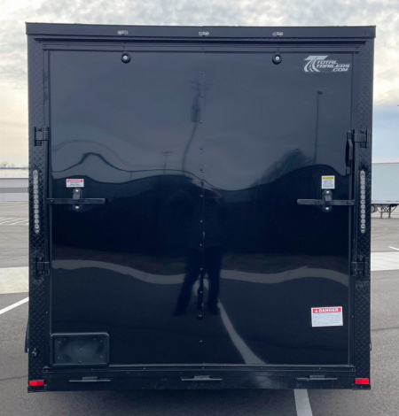 New 7x14 Enclosed BLACKOUT Cargo Trailer: 7' Height, 7k GVWR, Ramp Door