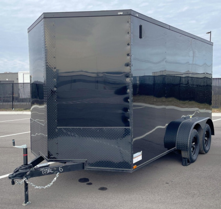 New 7x14 Enclosed BLACKOUT Cargo Trailer: 7' Height, 7k GVWR, Ramp Door