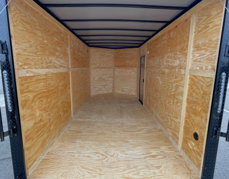 New 7x14 Enclosed BLACKOUT Cargo Trailer: 7' Height, 7k GVWR, Ramp Door