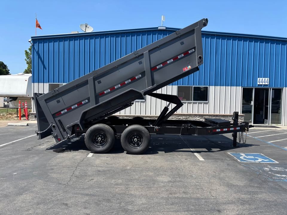 New 2026 GR 7'x14'x 42 Inch Walls 8 Inch I-Beam Low-Profile Design Dump Trailer 14k