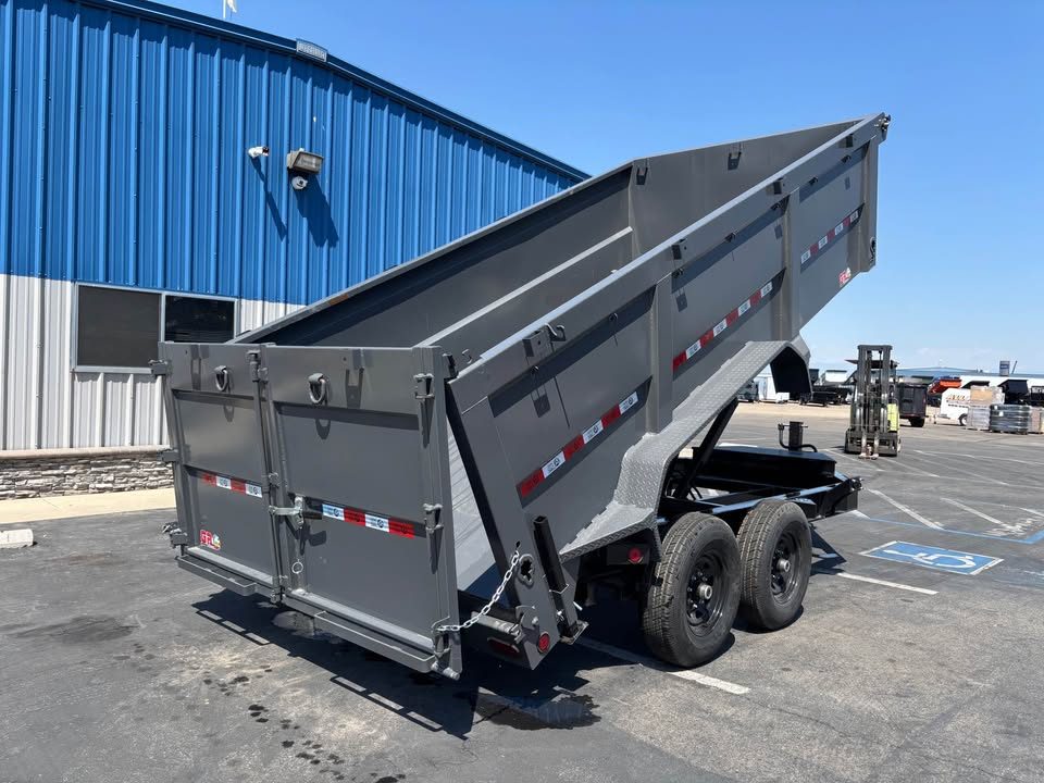 New 2026 GR 7'x14'x 42 Inch Walls 8 Inch I-Beam Low-Profile Design Dump Trailer 14k
