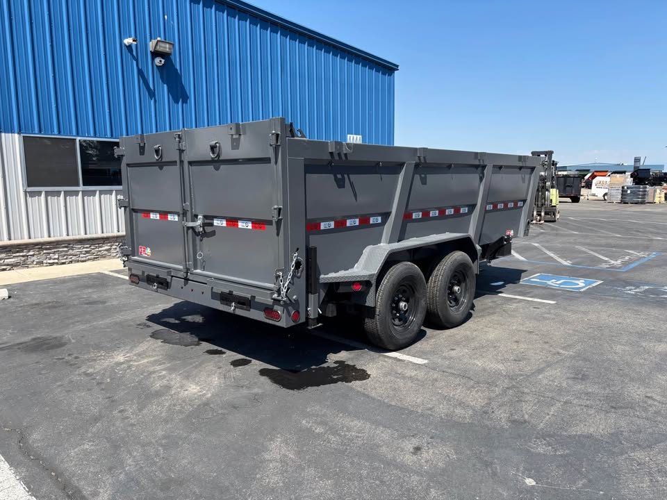 New 2026 GR 7'x14'x 42 Inch Walls 8 Inch I-Beam Low-Profile Design Dump Trailer 14k