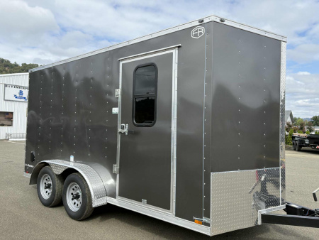 New ENCLOSED CARGO BOX 2026 CONTINENTAL VHW714TA2 7x14 TRAILER CHARCOAL RAMP