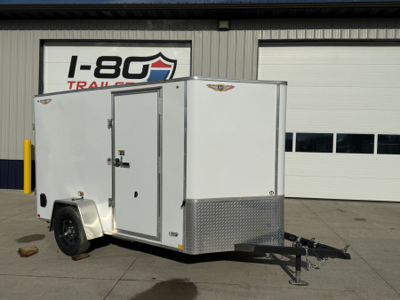New 2025 H&H White 6'x10' 3k Flat Top V-Nose Enclosed Cargo Trailer