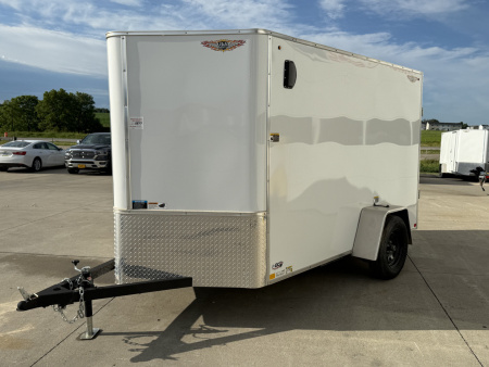 New 2025 H&H White 6'x10' 3k Flat Top V-Nose Enclosed Cargo Trailer