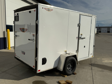 New 2025 H&H White 6'x10' 3k Flat Top V-Nose Enclosed Cargo Trailer