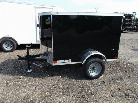 New 2026 Covered Wagon Trailers 4x6 Single Axle Cargo Trailer / Enclosed Trailer / LEDs / .030 Black Semi-Screwless Exterior / Bed Lined Frame and Tongue