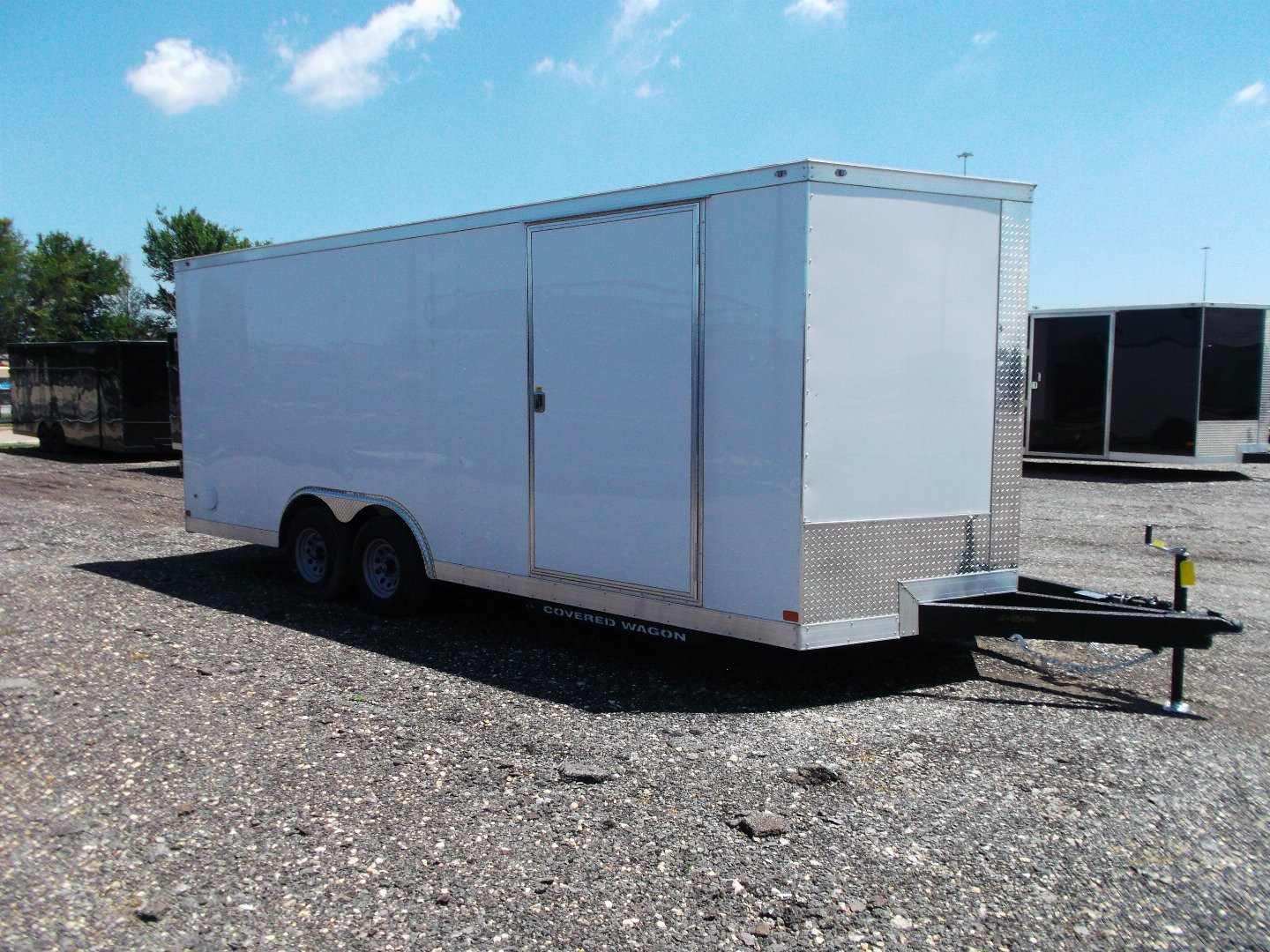 New 2026 Covered Wagon Trailers 8.5x20 Cargo / Enclosed Trailer / 7'6" Interior Height / Extra Wide Ramp / 5200# Axles / .030 White Semi-Screwless Exterior / 48" RV Side Door / 60" Triple Tube Tongue