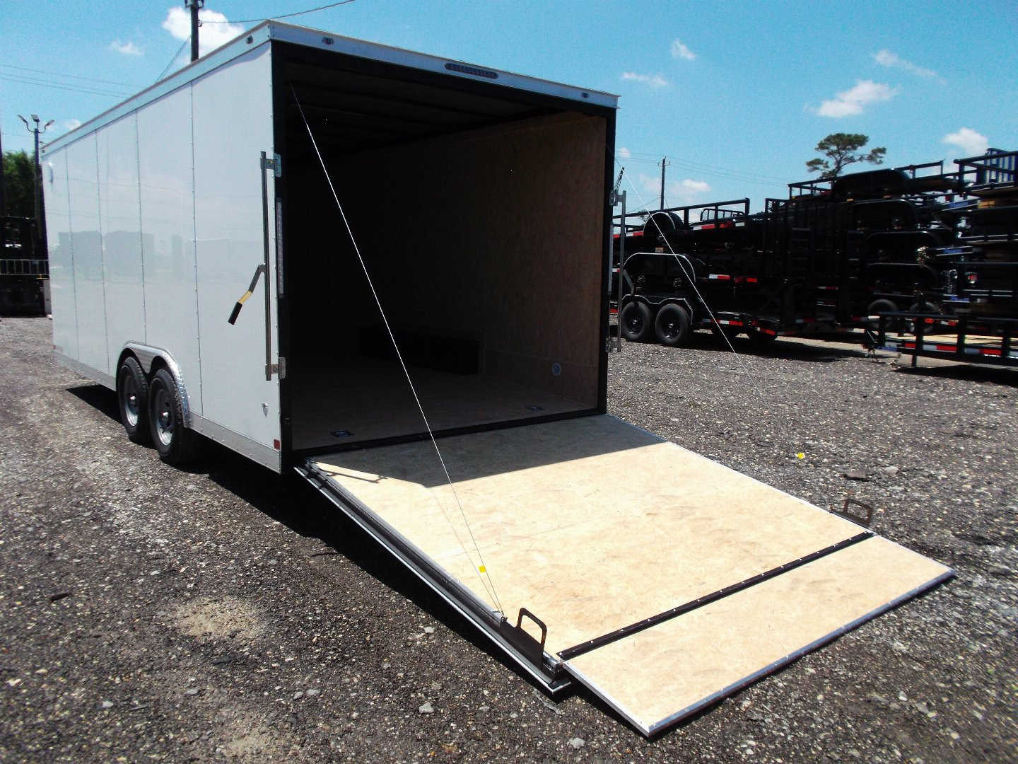 New 2026 Covered Wagon Trailers 8.5x20 Cargo / Enclosed Trailer / 7'6" Interior Height / Extra Wide Ramp / 5200# Axles / .030 White Semi-Screwless Exterior / 48" RV Side Door / 60" Triple Tube Tongue