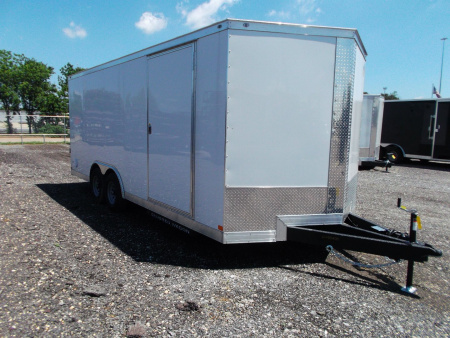New 2026 Covered Wagon Trailers 8.5x20 Cargo / Enclosed Trailer / 7'6" Interior Height / Extra Wide Ramp / 5200# Axles / .030 White Semi-Screwless Exterior / 48" RV Side Door / 60" Triple Tube Tongue