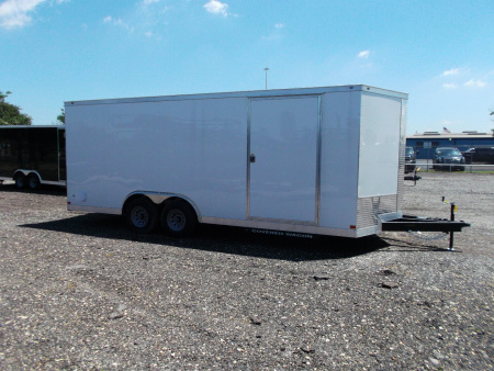 New 2026 Covered Wagon Trailers 8.5x20 Cargo / Enclosed Trailer / 7'6" Interior Height / Extra Wide Ramp / 5200# Axles / .030 White Semi-Screwless Exterior / 48" RV Side Door / 60" Triple Tube Tongue