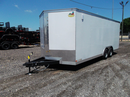 New 2026 Covered Wagon Trailers 8.5x20 Cargo / Enclosed Trailer / 7'6" Interior Height / Extra Wide Ramp / 5200# Axles / .030 White Semi-Screwless Exterior / 48" RV Side Door / 60" Triple Tube Tongue