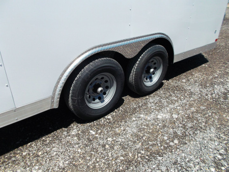 New 2026 Covered Wagon Trailers 8.5x20 Cargo / Enclosed Trailer / 7'6" Interior Height / Extra Wide Ramp / 5200# Axles / .030 White Semi-Screwless Exterior / 48" RV Side Door / 60" Triple Tube Tongue