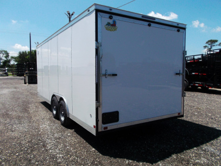 New 2026 Covered Wagon Trailers 8.5x20 Cargo / Enclosed Trailer / 7'6" Interior Height / Extra Wide Ramp / 5200# Axles / .030 White Semi-Screwless Exterior / 48" RV Side Door / 60" Triple Tube Tongue