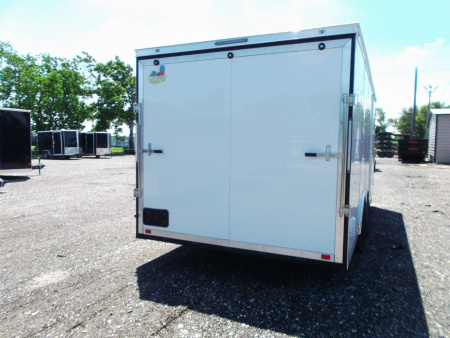 New 2026 Covered Wagon Trailers 8.5x20 Cargo / Enclosed Trailer / 7'6" Interior Height / Extra Wide Ramp / 5200# Axles / .030 White Semi-Screwless Exterior / 48" RV Side Door / 60" Triple Tube Tongue