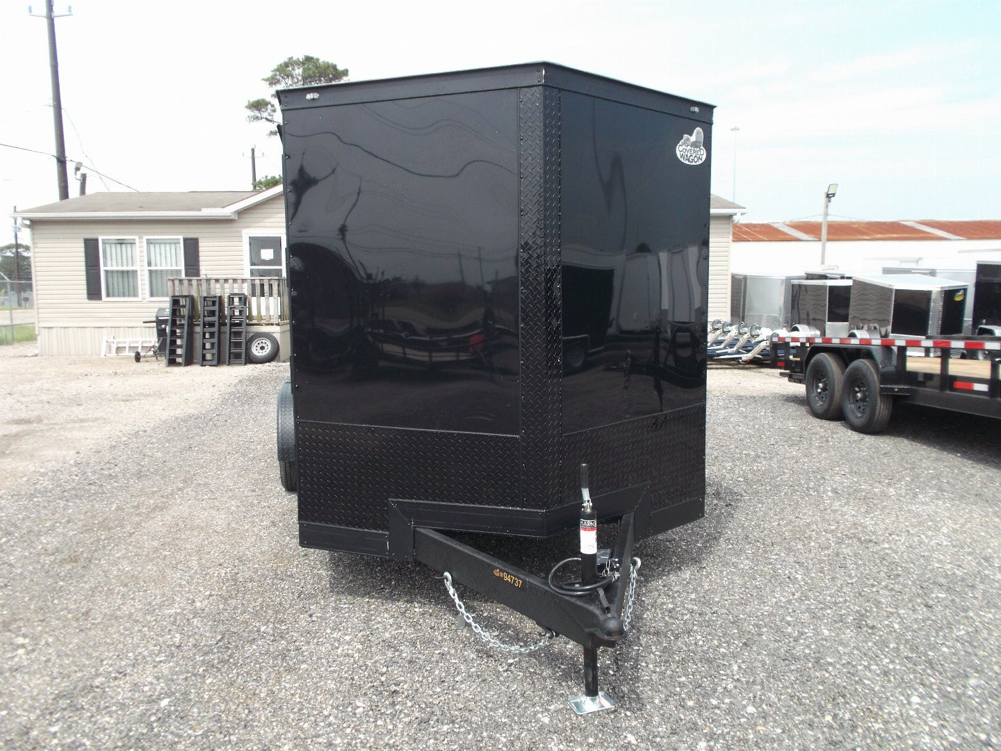 New 2026 Covered Wagon Trailers 7x16 Cargo Trailer / Enclosed Trailer / 7ft Interior / Extra Wide Ramp / 48" RV Side Door / LEDs / .030 Black Semi-Screwless Exterior / Black Out Package