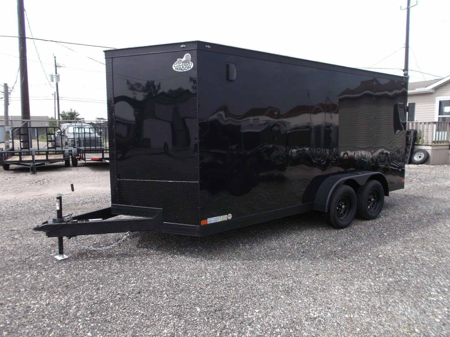 New 2026 Covered Wagon Trailers 7x16 Cargo Trailer / Enclosed Trailer / 7ft Interior / Extra Wide Ramp / 48" RV Side Door / LEDs / .030 Black Semi-Screwless Exterior / Black Out Package