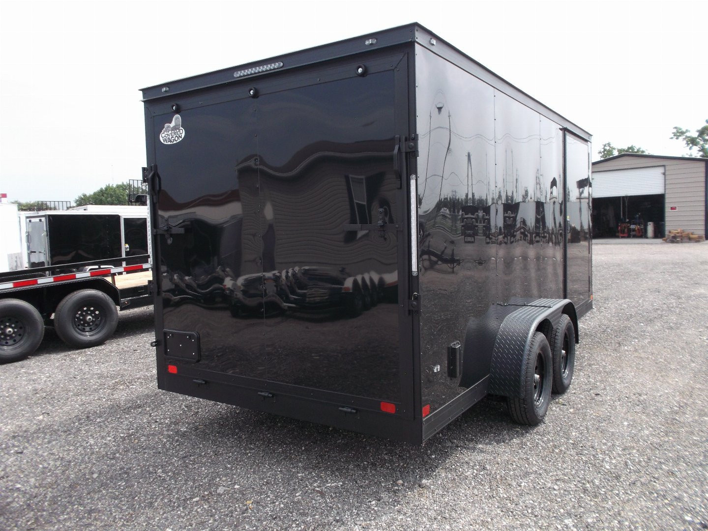 New 2026 Covered Wagon Trailers 7x16 Cargo Trailer / Enclosed Trailer / 7ft Interior / Extra Wide Ramp / 48" RV Side Door / LEDs / .030 Black Semi-Screwless Exterior / Black Out Package