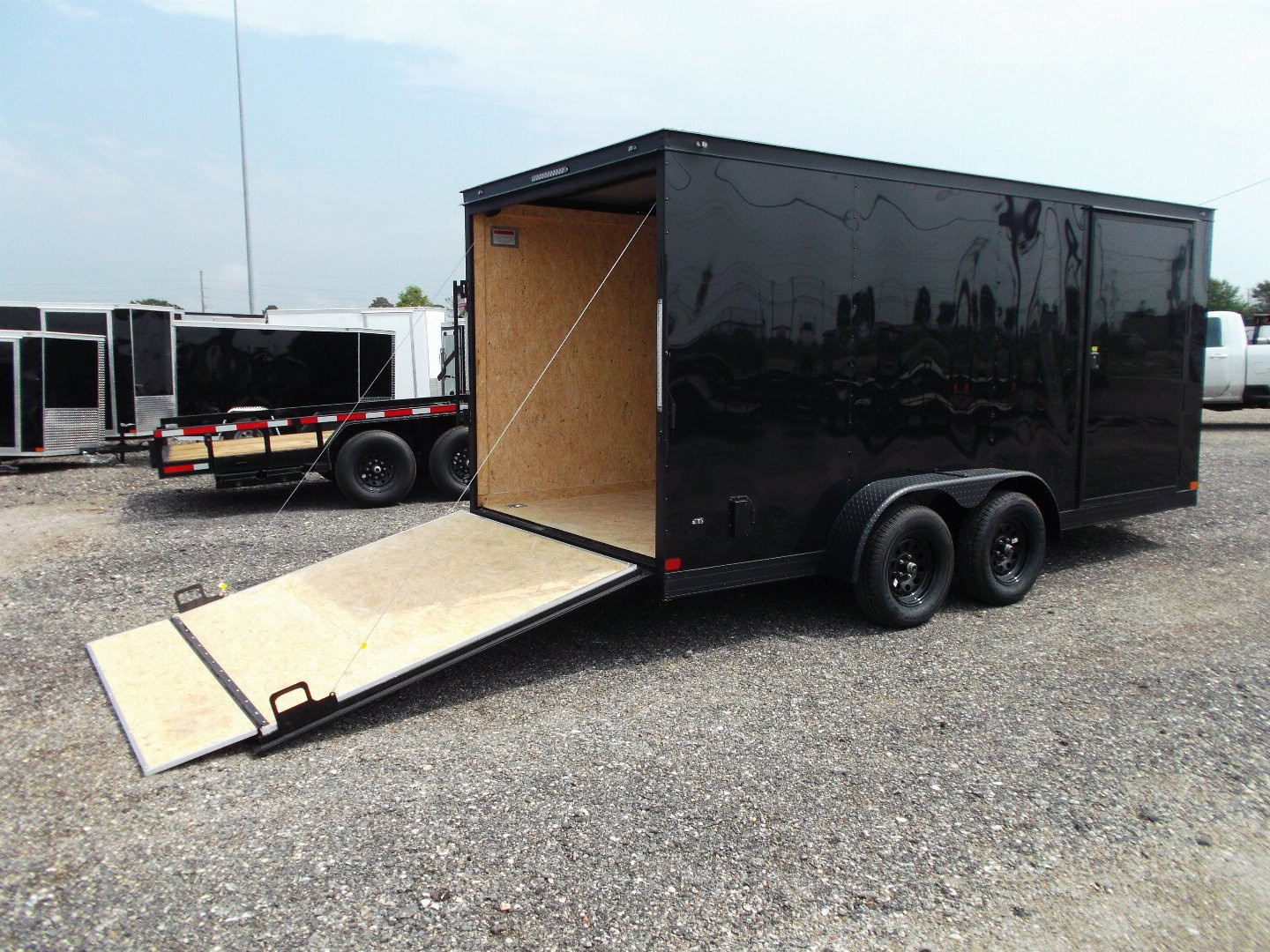 New 2026 Covered Wagon Trailers 7x16 Cargo Trailer / Enclosed Trailer / 7ft Interior / Extra Wide Ramp / 48" RV Side Door / LEDs / .030 Black Semi-Screwless Exterior / Black Out Package