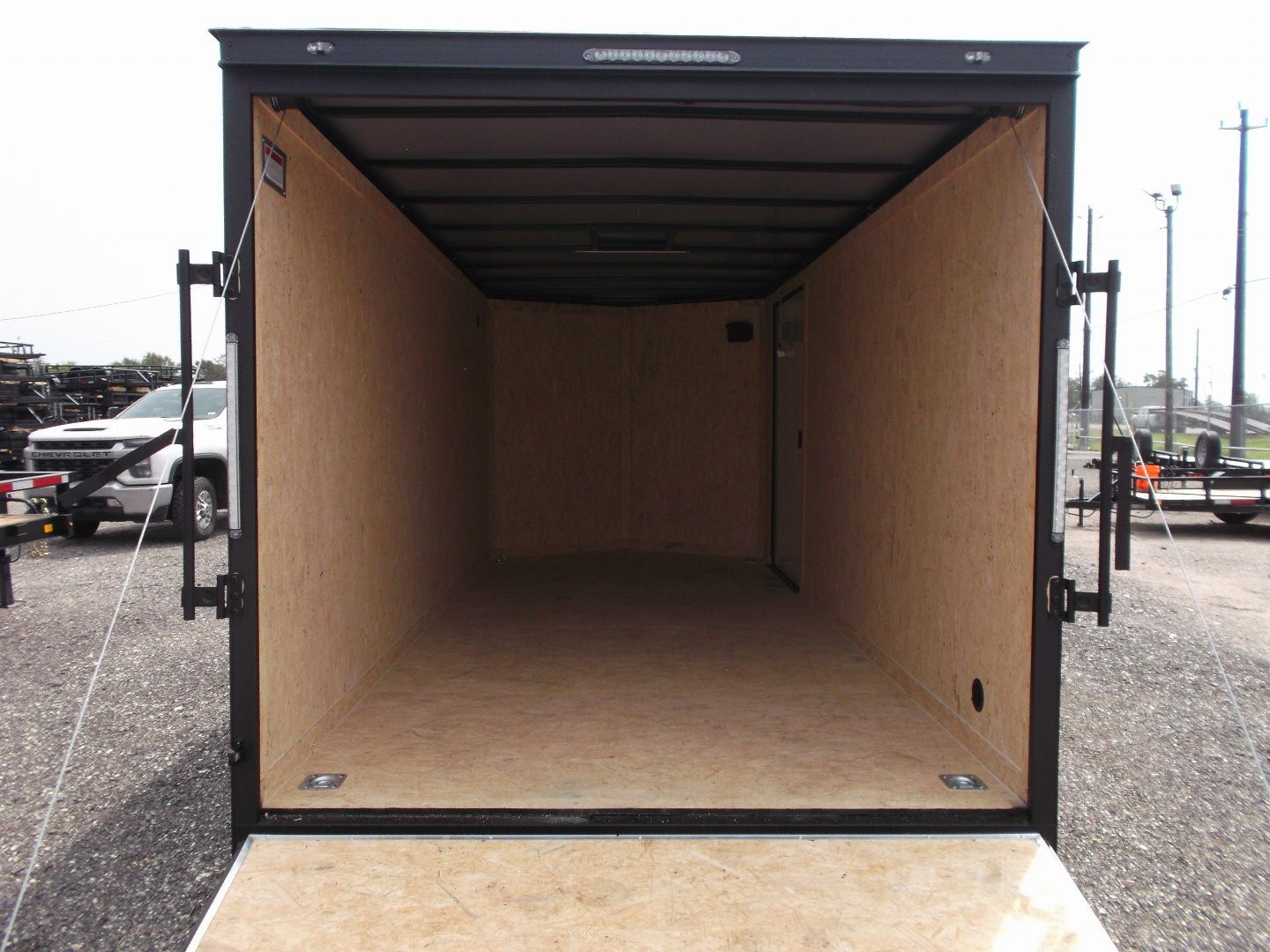 New 2026 Covered Wagon Trailers 7x16 Cargo Trailer / Enclosed Trailer / 7ft Interior / Extra Wide Ramp / 48" RV Side Door / LEDs / .030 Black Semi-Screwless Exterior / Black Out Package