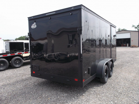 New 2026 Covered Wagon Trailers 7x16 Cargo Trailer / Enclosed Trailer / 7ft Interior / Extra Wide Ramp / 48" RV Side Door / LEDs / .030 Black Semi-Screwless Exterior / Black Out Package