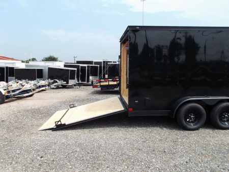 New 2026 Covered Wagon Trailers 7x16 Cargo Trailer / Enclosed Trailer / 7ft Interior / Extra Wide Ramp / 48" RV Side Door / LEDs / .030 Black Semi-Screwless Exterior / Black Out Package