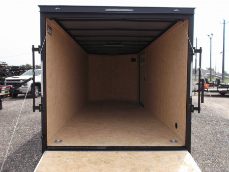 New 2026 Covered Wagon Trailers 7x16 Cargo Trailer / Enclosed Trailer / 7ft Interior / Extra Wide Ramp / 48" RV Side Door / LEDs / .030 Black Semi-Screwless Exterior / Black Out Package