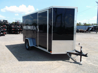 New 2026 Covered Wagon Trailers 6x12 Cargo / Enclosed Trailer / Extra Wide Ramp / 36" RV Side Door / 6'6" Interior / Bed Lined Tongue and Frame / (4) D-Rings / .030 Black Semi-Screwless Exterior