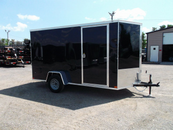 New 2026 Covered Wagon Trailers 6x12 Cargo / Enclosed Trailer / Extra Wide Ramp / 36" RV Side Door / 6'6" Interior / Bed Lined Tongue and Frame / (4) D-Rings / .030 Black Semi-Screwless Exterior