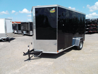 New 2026 Covered Wagon Trailers 6x12 Cargo / Enclosed Trailer / Extra Wide Ramp / 36" RV Side Door / 6'6" Interior / Bed Lined Tongue and Frame / (4) D-Rings / .030 Black Semi-Screwless Exterior