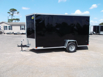 New 2026 Covered Wagon Trailers 6x12 Cargo / Enclosed Trailer / Extra Wide Ramp / 36" RV Side Door / 6'6" Interior / Bed Lined Tongue and Frame / (4) D-Rings / .030 Black Semi-Screwless Exterior