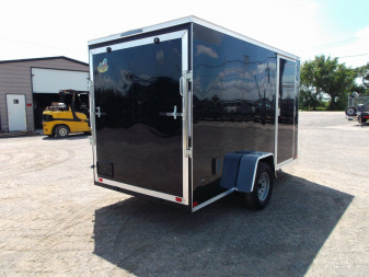 New 2026 Covered Wagon Trailers 6x12 Cargo / Enclosed Trailer / Extra Wide Ramp / 36" RV Side Door / 6'6" Interior / Bed Lined Tongue and Frame / (4) D-Rings / .030 Black Semi-Screwless Exterior