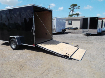 New 2026 Covered Wagon Trailers 6x12 Cargo / Enclosed Trailer / Extra Wide Ramp / 36" RV Side Door / 6'6" Interior / Bed Lined Tongue and Frame / (4) D-Rings / .030 Black Semi-Screwless Exterior
