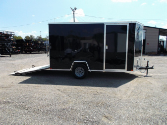 New 2026 Covered Wagon Trailers 6x12 Cargo / Enclosed Trailer / Extra Wide Ramp / 36" RV Side Door / 6'6" Interior / Bed Lined Tongue and Frame / (4) D-Rings / .030 Black Semi-Screwless Exterior
