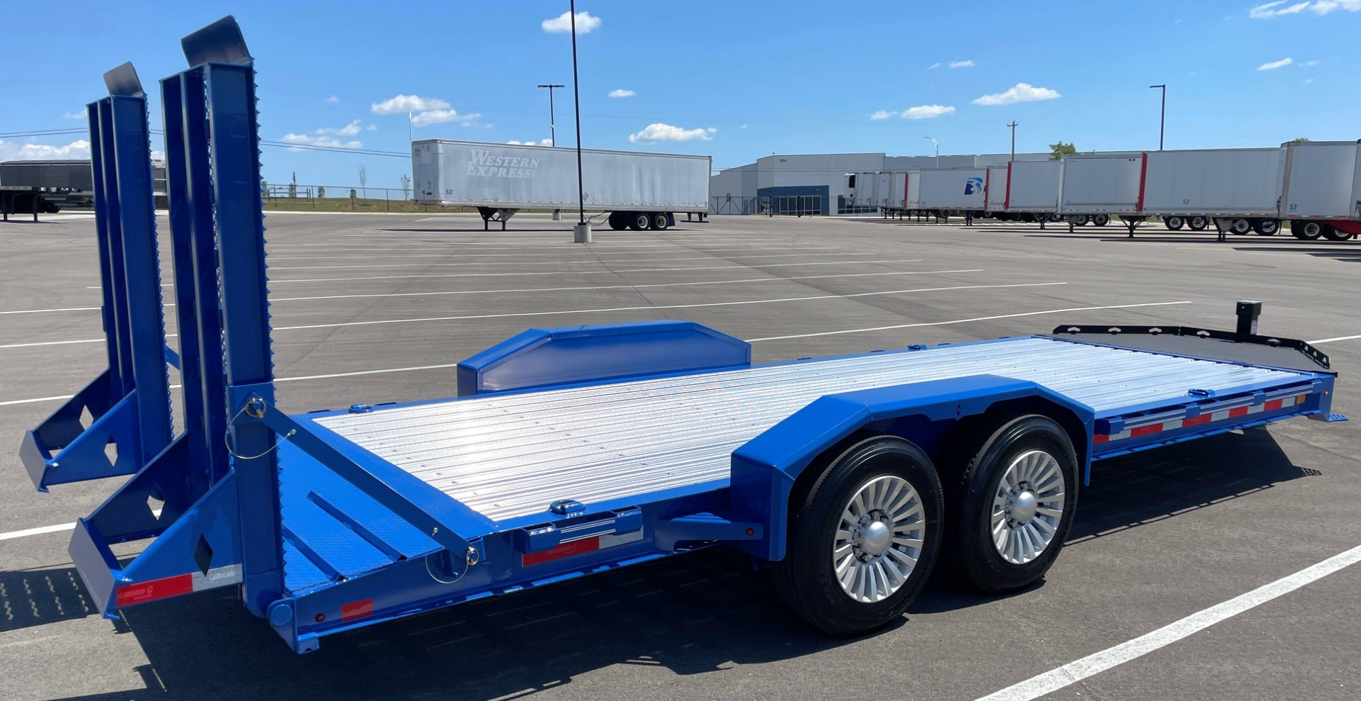 New Diamond C 20' LPX 208 Equipment Trailer: Aluminum Deck and Wheels, 18K GVWR, Spare, Dynamic Blue