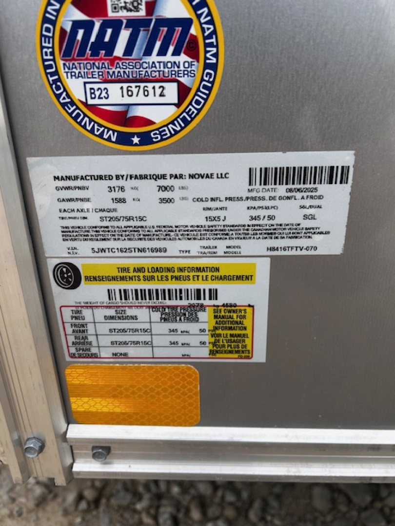 New 2026 H&H Trailers 7X16 7' INTERIOR RAMP DOOR Cargo / Enclosed Trailer