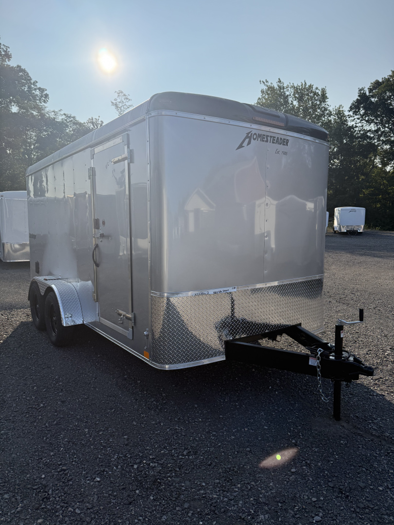 New 2026 Homesteader 7x14 Cargo Trailer - RAMP Door - SILVER