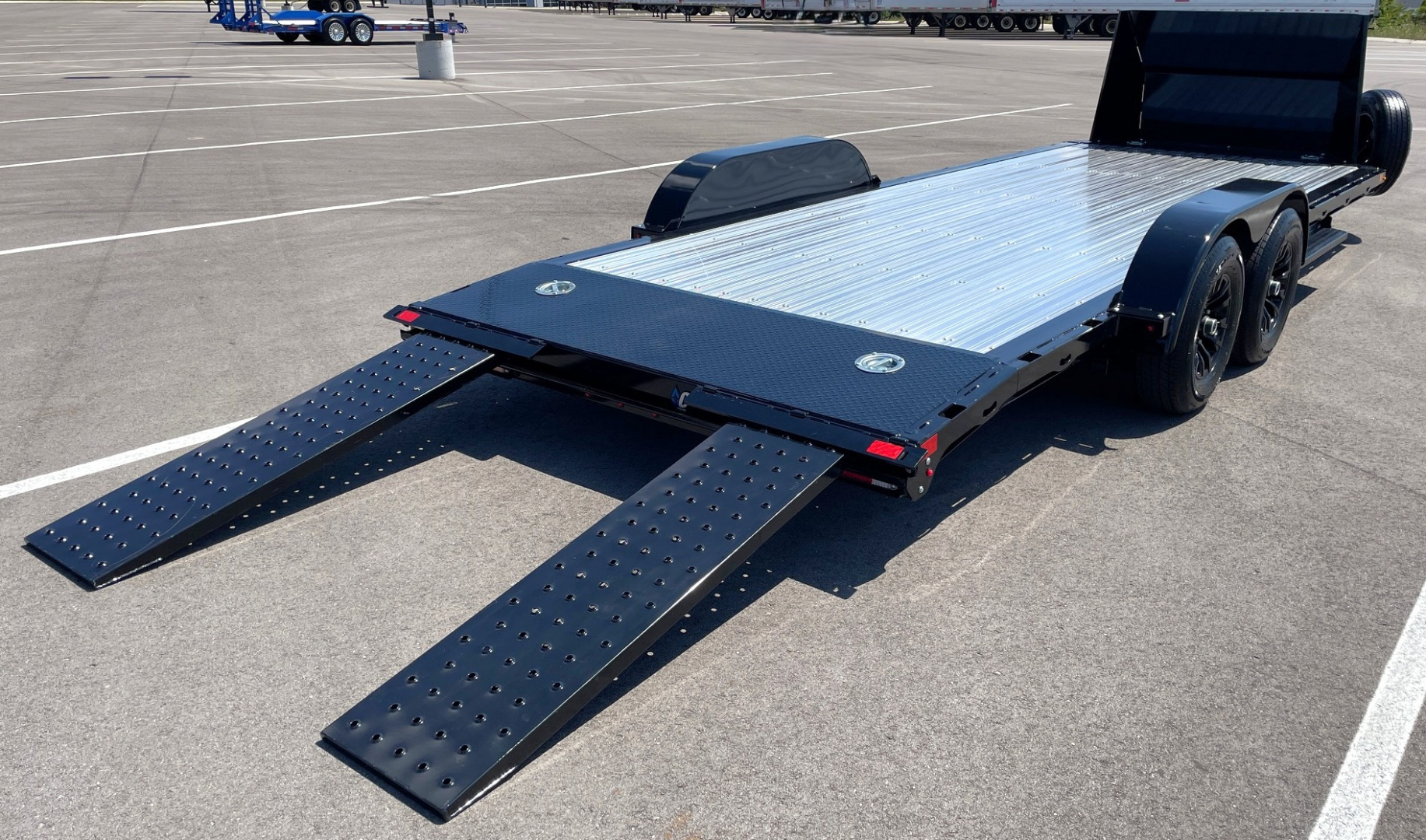 New Diamond C 20' GTF 206 Car Hauler Trailer: Aluminum Deck, Black Aluminum Wheels, Rock Guard, Spare