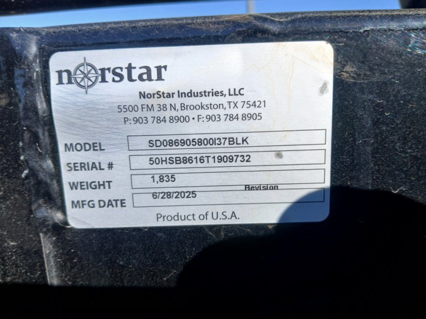 New 2026 Norstar SD0869058_30000_BLK Truck Bed