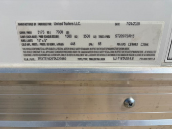 New 2026 United Trailers UJ-716TA35-8.5 Cargo / Enclosed Trailer