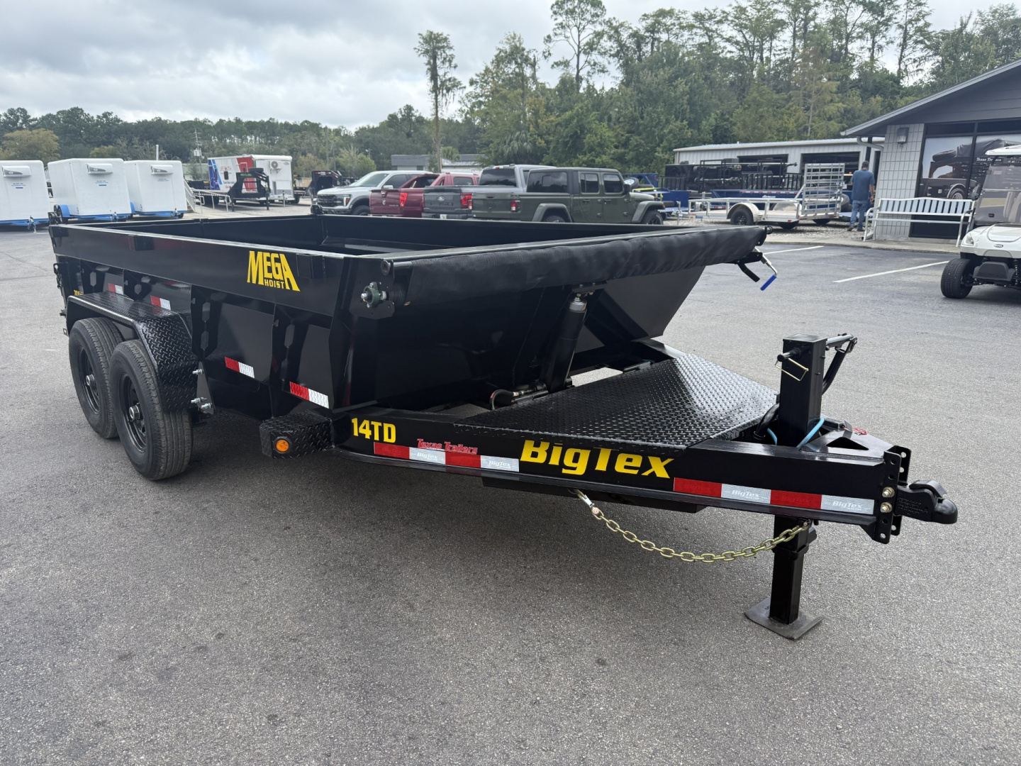 New 14TD-14C2A-BK BIG TEX 7' X 14' TELESCOPIC DUMP TRAILER W/ TARP & COMBO REAR GATE W/ 6' SLIDE IN RAMPS