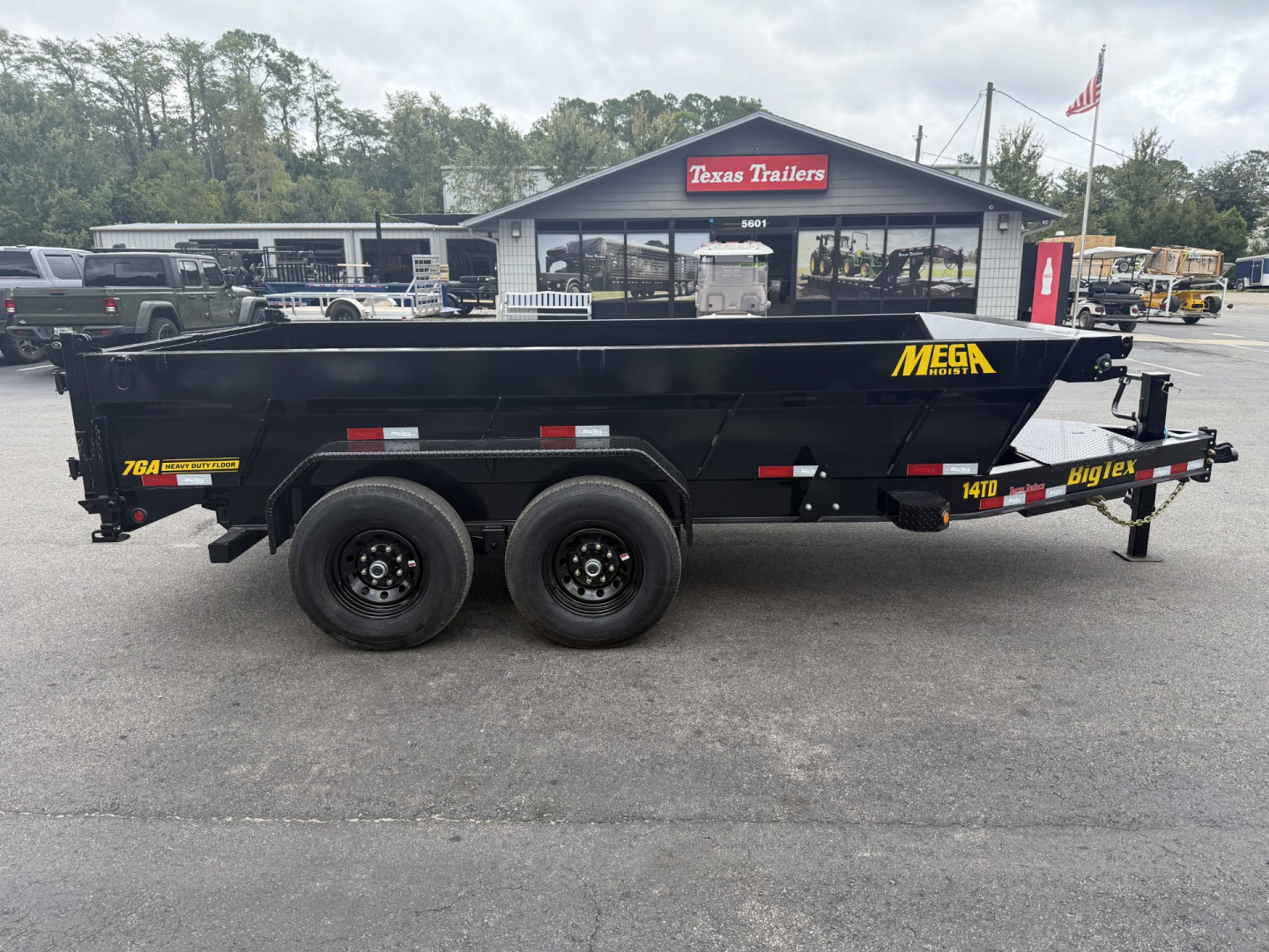 New 14TD-14C2A-BK BIG TEX 7' X 14' TELESCOPIC DUMP TRAILER W/ TARP & COMBO REAR GATE W/ 6' SLIDE IN RAMPS