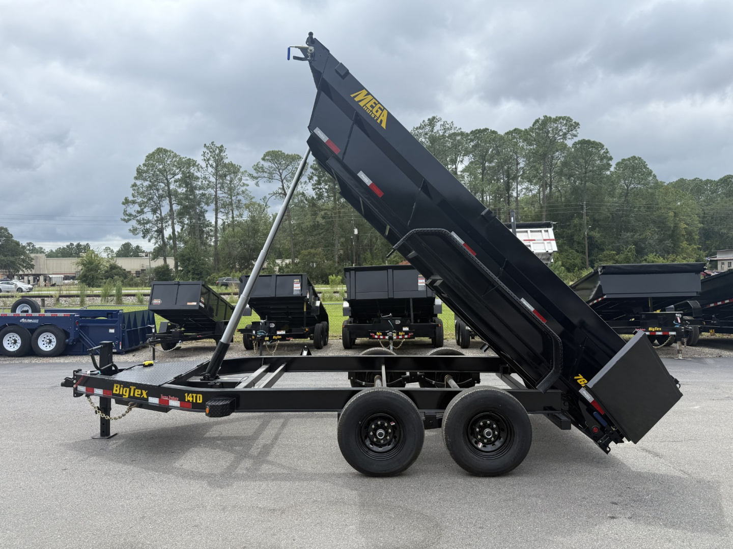 New 14TD-14C2A-BK BIG TEX 7' X 14' TELESCOPIC DUMP TRAILER W/ TARP & COMBO REAR GATE W/ 6' SLIDE IN RAMPS