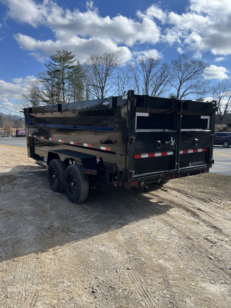 New 2026 Iron Bull Dump Trailer / DTB Series / 83" Wide x 16' Long / Telescopic Hoist / Ramp / Tarp / 48" High Sides / 2-7,000# Electric Brake Axles