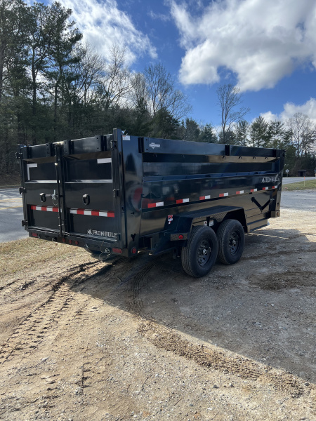 New 2026 Iron Bull Dump Trailer / DTB Series / 83" Wide x 16' Long / Telescopic Hoist / Ramp / Tarp / 48" High Sides / 2-7,000# Electric Brake Axles